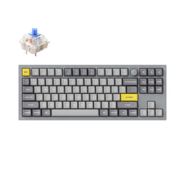 Keychron Q3 QMK VIA custom mechanical keyboard tenkeyless 80 percent layout full aluminum grey frame knob for Mac Windows iOS RGB backlight with hot swappable Gateron G Pro switch blue