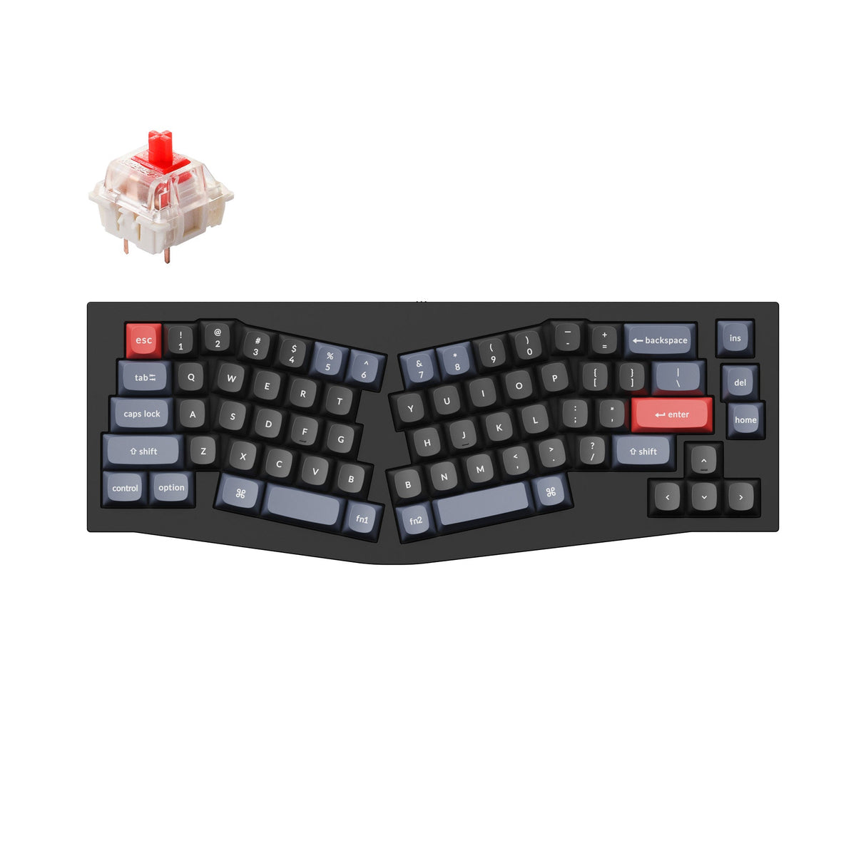 Q8-C1-Keychron Q8 QMK/VIA custom mechanical keyboard Alice layout full aluminum frame for Mac Windows Linux fully assembled black Gateron G Pro switch red