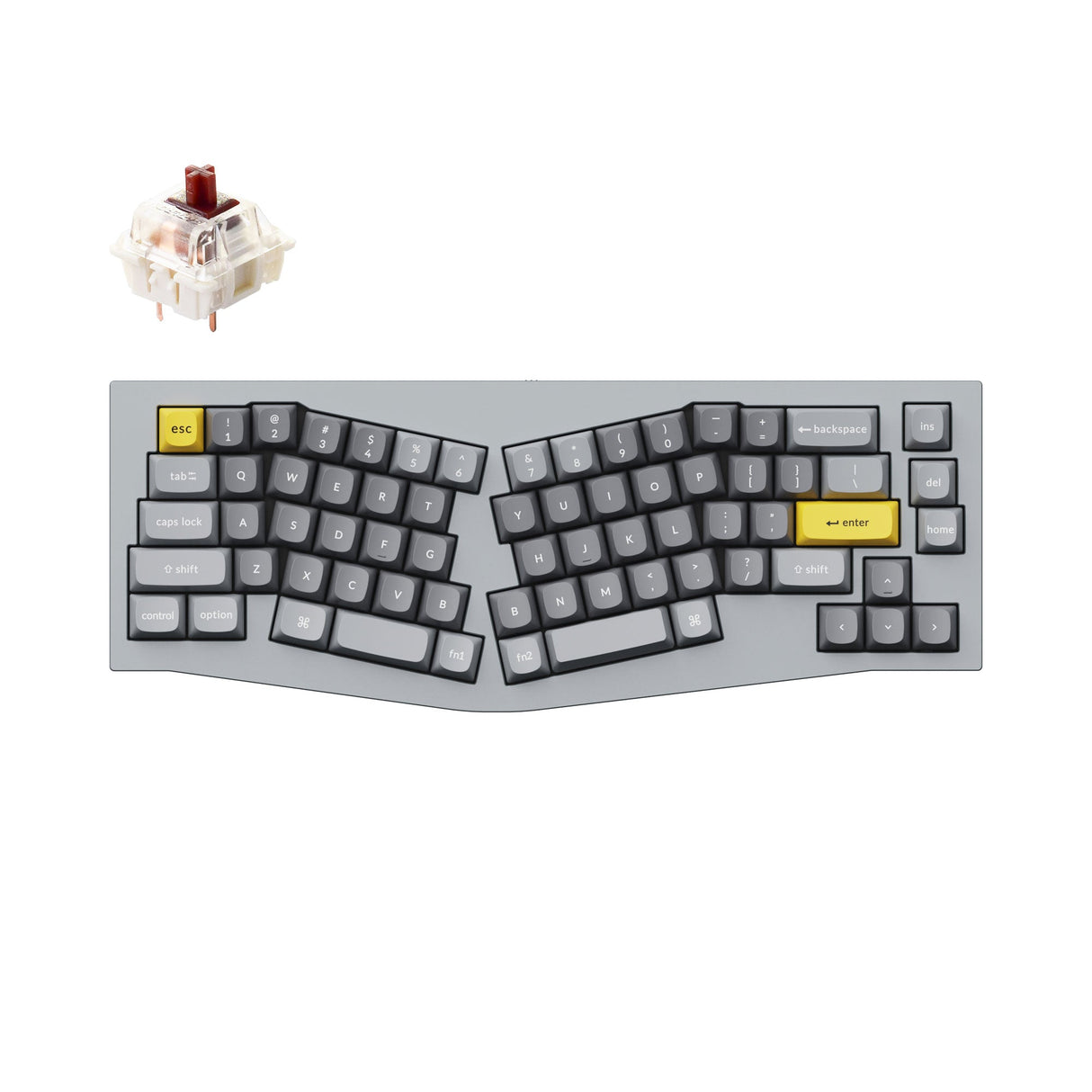 Keychron Q8 QMK/VIA custom mechanical keyboard Alice layout full aluminum frame for Mac Windows Linux fully assembled grey Gateron G Pro switch brown