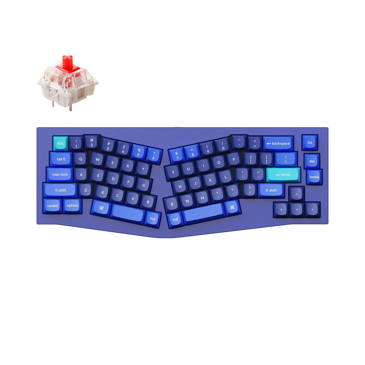 Keychron Q8 QMK/VIA custom mechanical keyboard Alice layout full aluminum blue frame for Mac Windows Linux fully assembled Gateron G Pro switch red