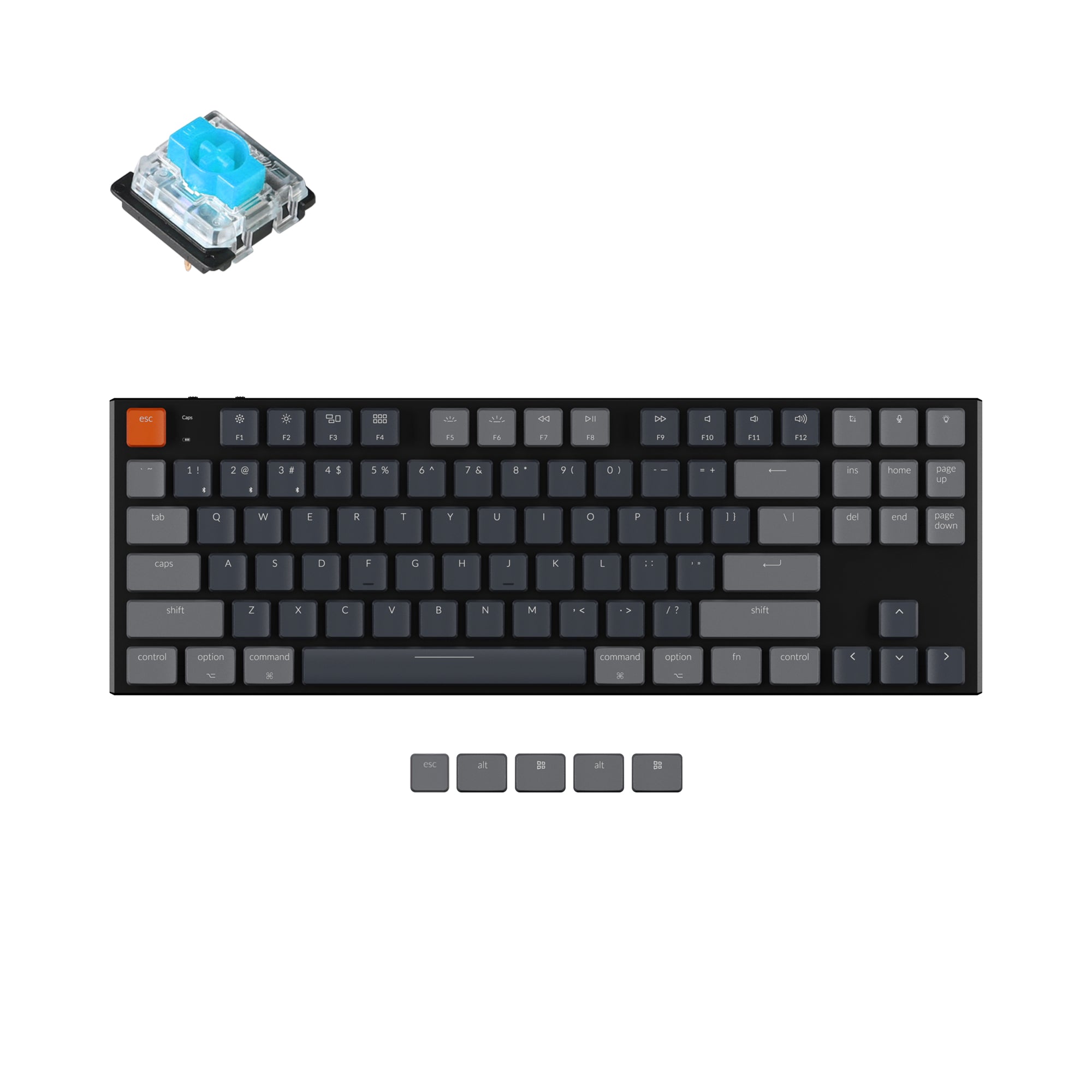 Keychron k1 v5 ultra slim wireless mechanical keyboard 87 keys rgb backlight gateron mechanical low profile blue switch