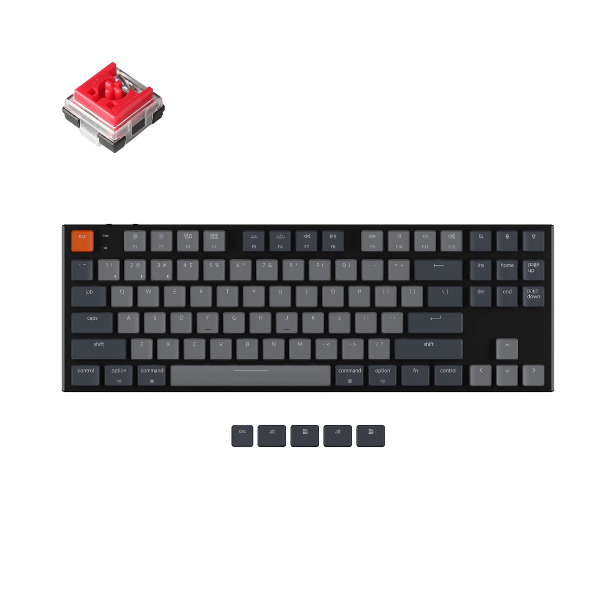 keychron k1 v2 ultra slim wireless mechanical keyboard 87 keys white backlight keychron mechanical optical low profile red switch