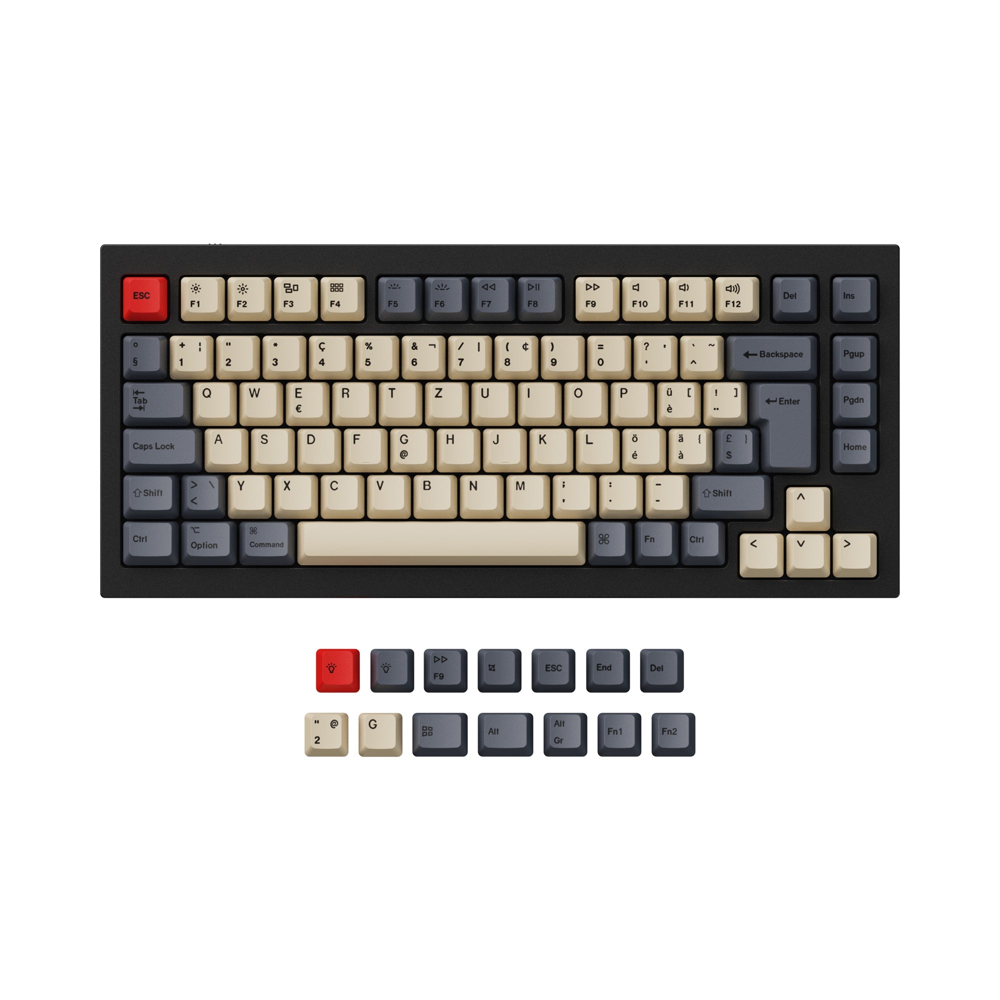 Keychron Q1 Q2 K2 OEM Dye Sub Keycap Set Carbon Swiss Layout